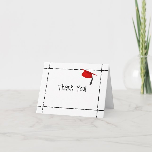 Cartão De Agradecimento Obrigado Pelo Presente De Graduação Com Boné Verme (Frente)