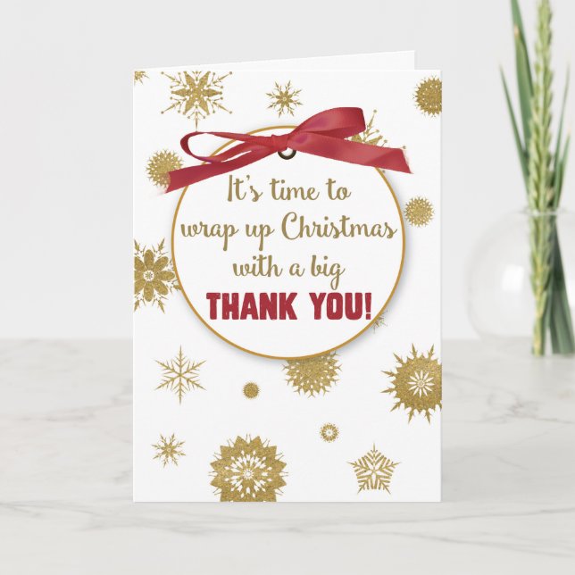 Cartão De Agradecimento Obrigado Pelo Presente De Natal, Flocos De Neve Do (Frente)