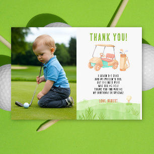Cartão De Agradecimento Obrigado pelo primeiro aniversário de golfe