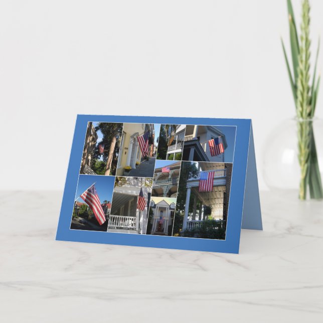 Cartão De Agradecimento Obrigado pelo Serviço American Flag Collage (Frente)