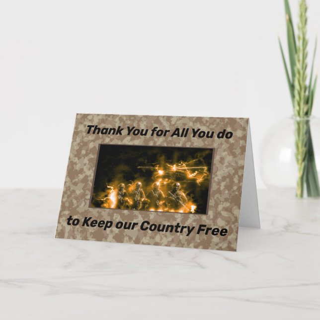 Cartão De Agradecimento Obrigado pelo Serviço de Pessoa em Militares (Frente)