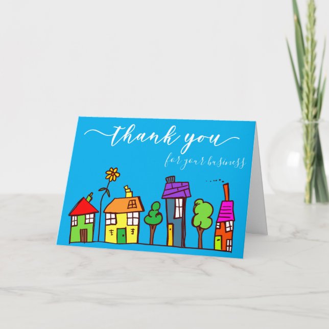 Cartão De Agradecimento Obrigado pelo seu imobiliário para negócios (Frente)