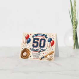 Cartão De Agradecimento Obrigado pelos 50 anos de beisebol 