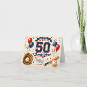Cartão De Agradecimento Obrigado pelos 50 anos de beisebol