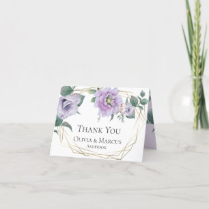 Cartão De Agradecimento Obrigado Peônias Lavanda em Aquarela