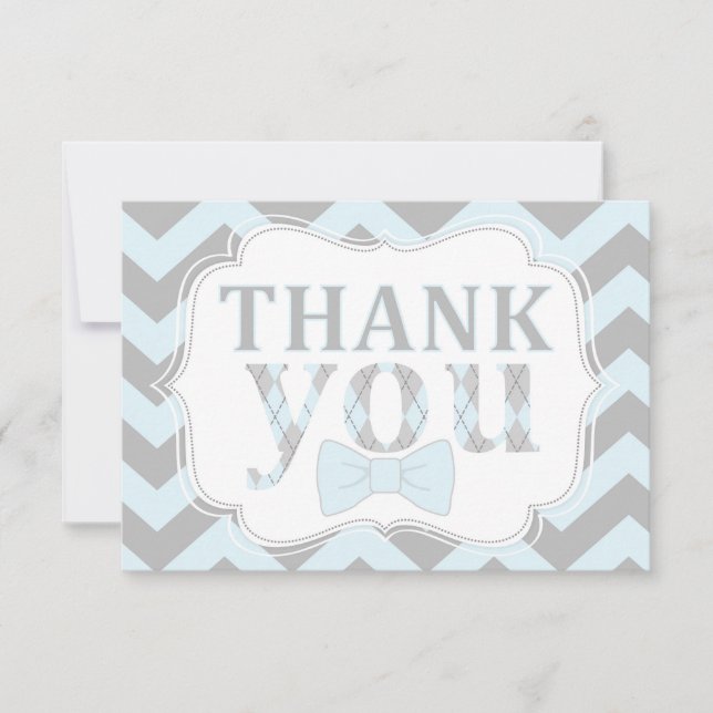 Cartão De Agradecimento Obrigado pequeno do impressão de Chevron do laço (Frente)