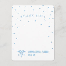 Cartão De Agradecimento Obrigado personalizado azul da enfermeira você