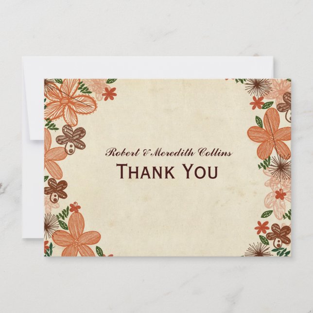 Cartão De Agradecimento Obrigado personalizado da oxidação flores (Frente)