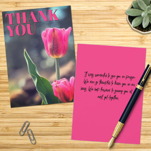Cartão De Agradecimento Obrigado Personalizado De Foto Tulip Rosa De Placa