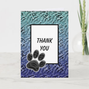 Cartão De Agradecimento Obrigado Pet Sitter Blue MosaAzulejo Paw Print