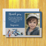 Cartão De Agradecimento Obrigado Photo Boy Corrida 5º Aniversário<br><div class="desc">Você vai se divertir muito enviando este cartão de agradecimento charmoso e único - com o tema de corrida de carros - completado com a foto dele,  mensagem e nome personalizado. Se tiver alguma dúvida ou pedido especial,  basta enviar um chat e ficaremos felizes em ajudar.</div>