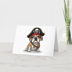 Cartão De Agradecimento Obrigado Pirata Inglês Bulldog Skull
