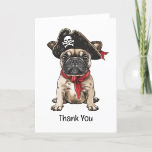 Cartão De Agradecimento Obrigado Pirata O Crânio Do Bulldog Francês Crossb