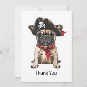 Cartão De Agradecimento Obrigado Pirata O Crânio Do Bulldog Francês Crossb