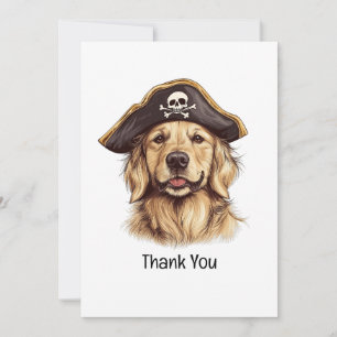 Cartão De Agradecimento Obrigado Pirata Ouro Retriever Cachorro