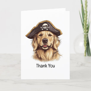 Cartão De Agradecimento Obrigado Pirata Ouro Retriever Cachorro