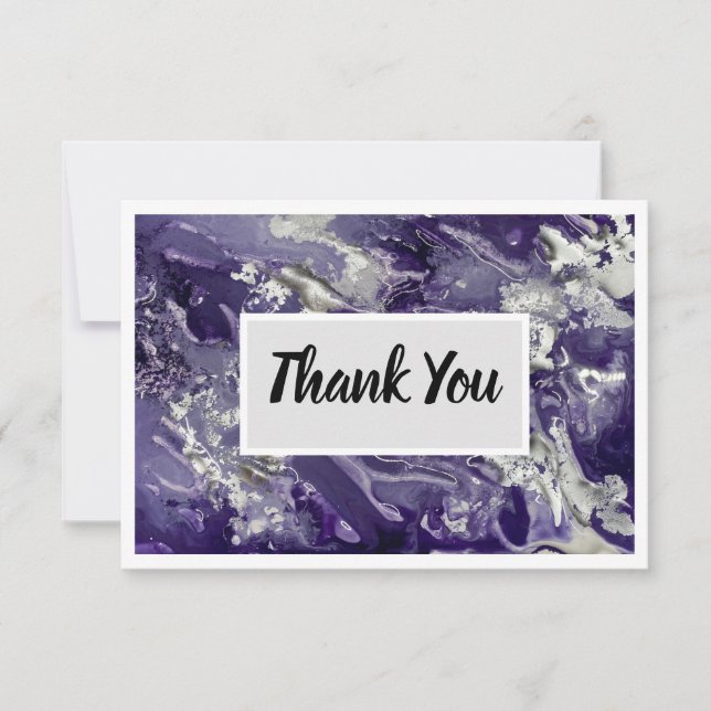 Cartão De Agradecimento Obrigado Placa Flat De 3,5" x 5" - Roxo (Frente)