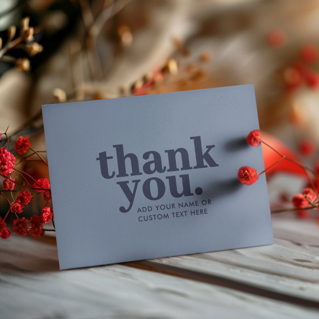 Cartão De Agradecimento Obrigado Placa Plana | Azul e Marinho mínimos (Criador carregado)