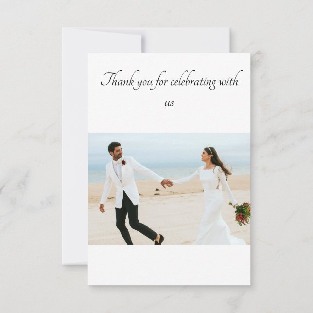 Cartão De Agradecimento Obrigado por celebrar conosco - Casamento (Verso)