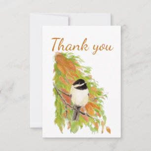Cartão De Agradecimento Obrigado Por Fall Autumn Chickadee Bird Nature Art