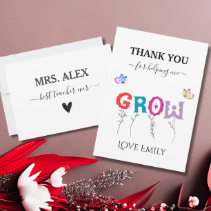 Cartão De Agradecimento Obrigado por me ajudar a crescer o apreço do profe