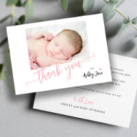 Obrigado por moderno foto de bebê em rosa no estil