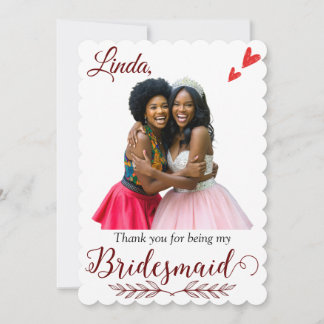 Cartão De Agradecimento Obrigado por ser minha proposta da Bridesmaid