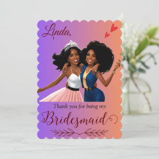 Cartão De Agradecimento Obrigado por ser minha proposta da Bridesmaid