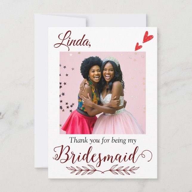 Cartão De Agradecimento Obrigado por ser minha proposta da Bridesmaid (Frente)