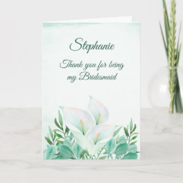 Cartão De Agradecimento Obrigado Por Serem A Minha Bridesmaid White Calla 