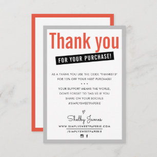 Cartão De Agradecimento OBRIGADO POR SEU cliente DE COMPRA inserir laranja
