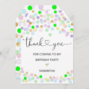 Cartão De Agradecimento Obrigado Por Vir À Minha Festa de aniversário