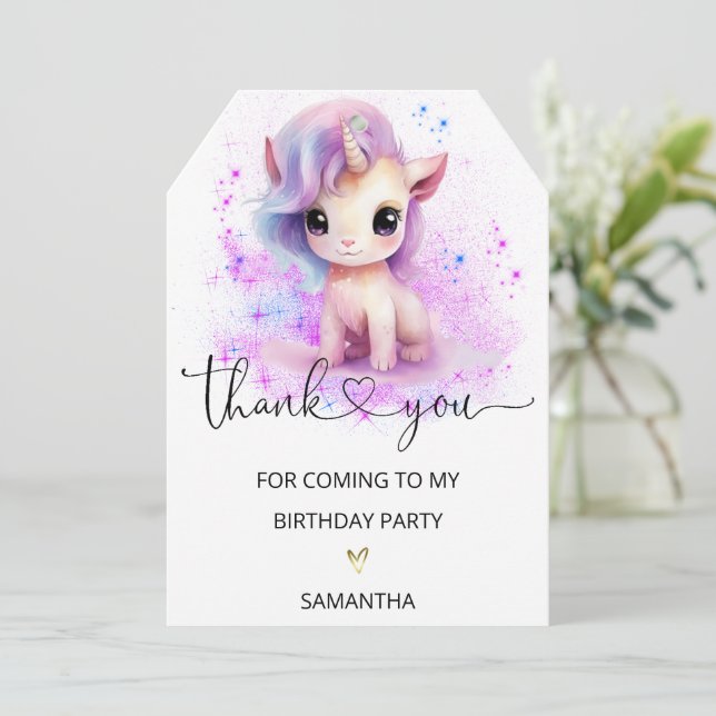 Cartão De Agradecimento Obrigado Por Vir À Minha Festa de aniversário (Em pé/Frente)