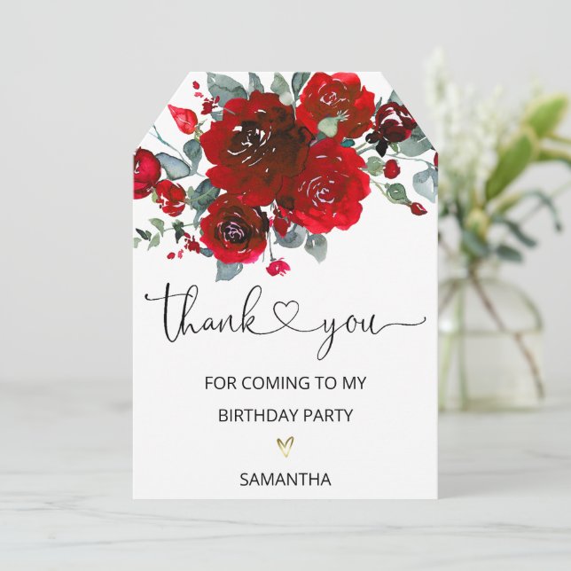 Cartão De Agradecimento Obrigado Por Vir À Minha Festa de aniversário (Em pé/Frente)