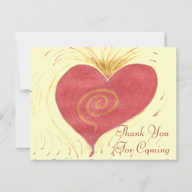Cartão De Agradecimento Obrigado por Vir, Coração Vermelho (Frente)