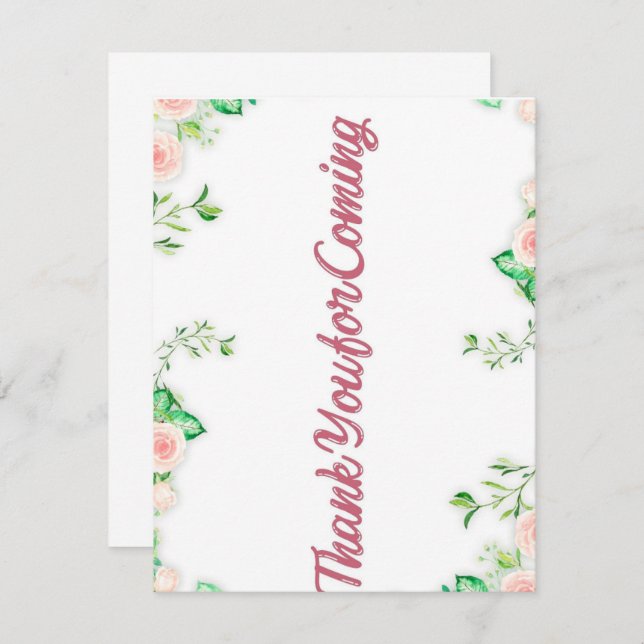 Cartão De Agradecimento obrigado por vir depois da festa. (Frente/Verso)