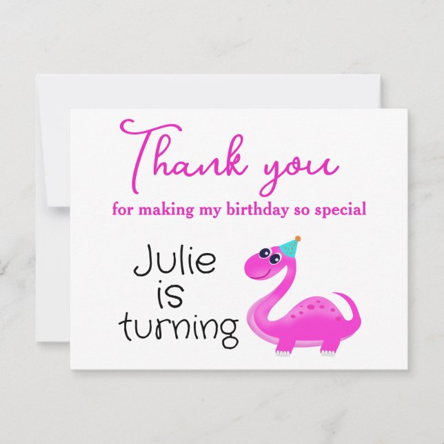 Cartão De Agradecimento Obrigado por vir no meu aniversário (Frente)