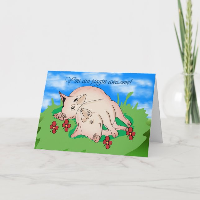 Cartão De Agradecimento Obrigado, porcos, porquinhos. (Frente)