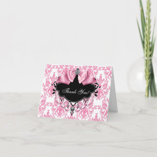 Cartão De Agradecimento Obrigado preto cor-de-rosa do damasco você cartõ