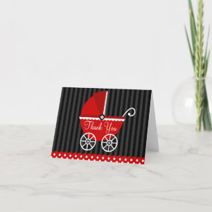 Cartão De Agradecimento Obrigado preto vermelho dos pontos da carruagem
