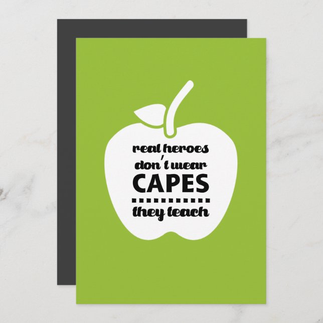 Cartão De Agradecimento Obrigado, Professor. Citação de Ensino | Apple (Frente/Verso)