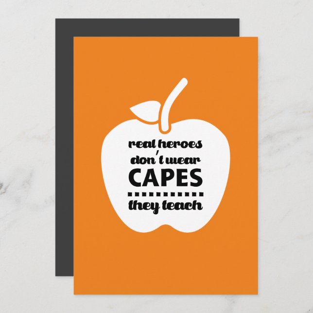 Cartão De Agradecimento Obrigado, Professor. Citação de Ensino | Apple (Frente/Verso)