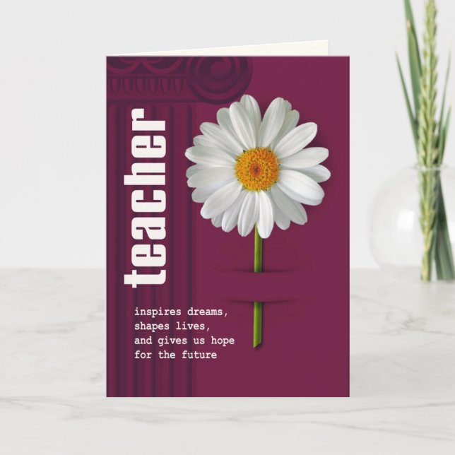 Cartão De Agradecimento Obrigado Professor Daisy Design Personalizar Cartã (Frente)