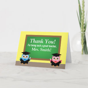 Cartão De Agradecimento Obrigado professor, Despedida de Formatura, Coruja