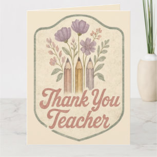 Cartão De Agradecimento Obrigado Professor Vintage