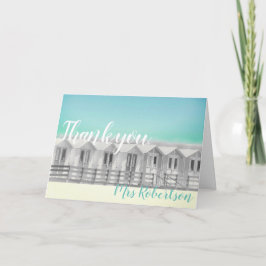 Cartão De Agradecimento Obrigado, professora de cabana de praia.