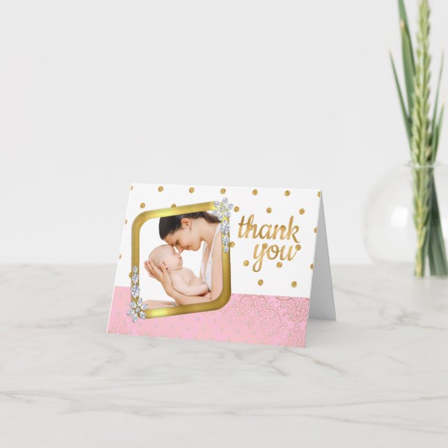 Cartão De Agradecimento Obrigado que da foto do chá de fraldas você nota (Frente)