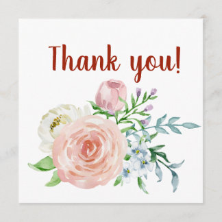 Cartão De Agradecimento Obrigado que floral da aguarela do vintage você