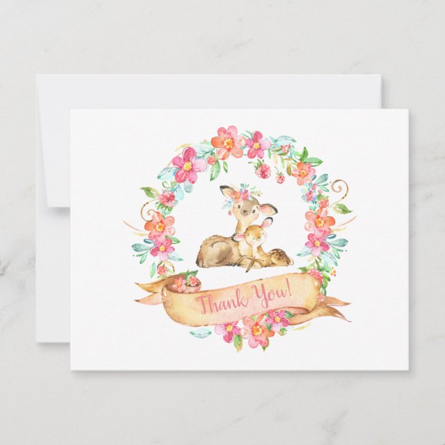 Cartão De Agradecimento Obrigado que floral do chá da grinalda da floresta (Frente)