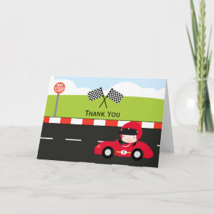 Cartão De Agradecimento Obrigado Racecar de aniversário